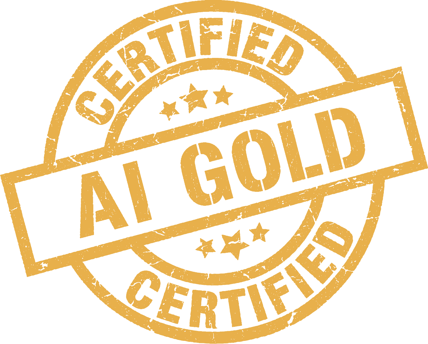 A mock rubber stamp reading AI Gold Certified